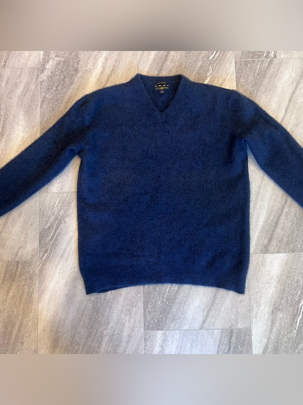 Cashmere Club Room Luxury Men's V-Neck Sweater Navy Blue, 100% Cashmere Size S